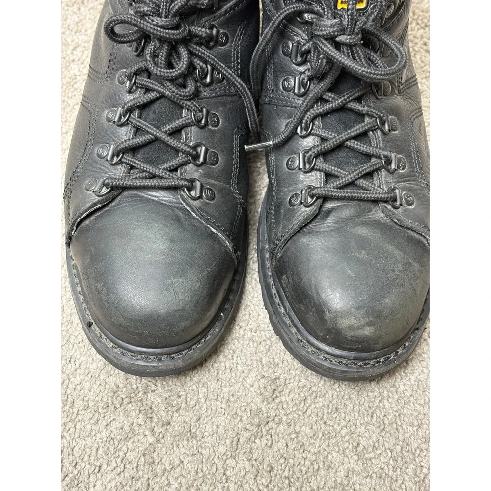 Caterpillar Mens Black Leather Steel Toe Work Boots Wide ASTM F2413-05 10.5W